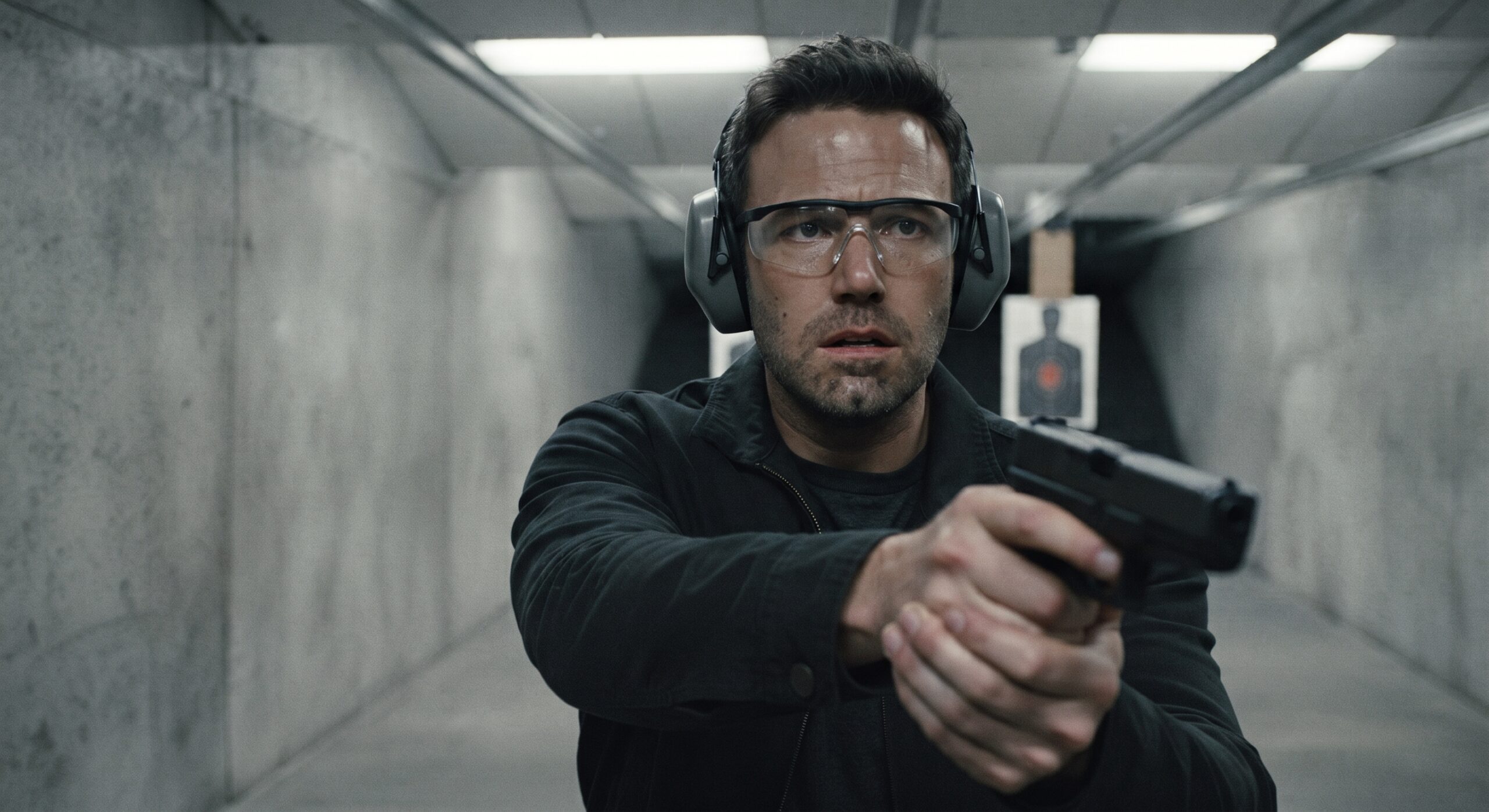 Man at the firing range training for an emergency