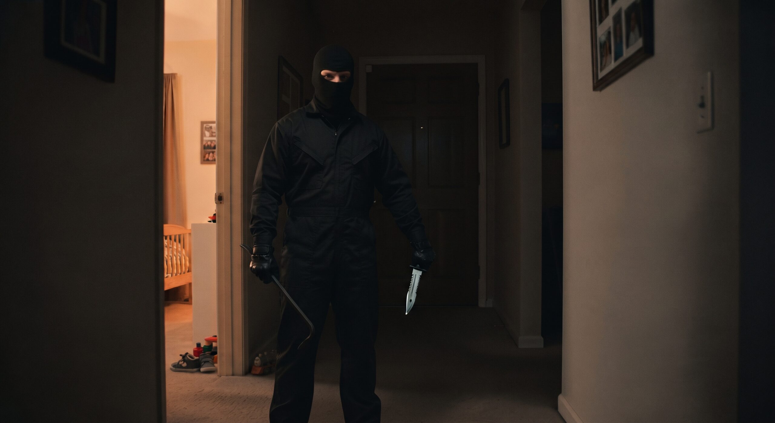 Home invader in a suburban house
